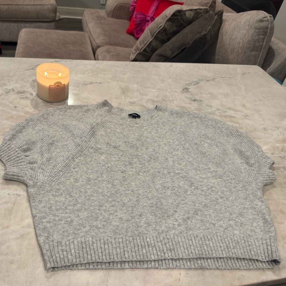 Express Light Gray Women's Crew Neck Sweater